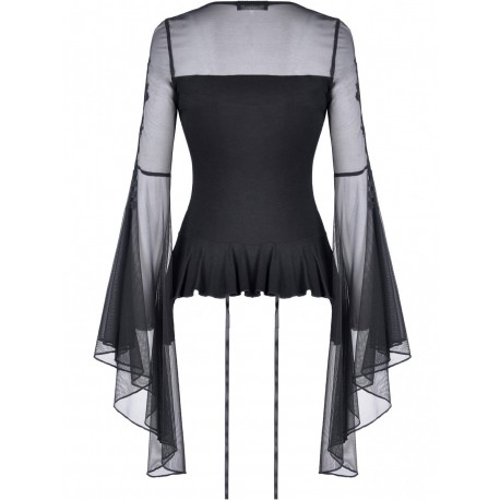 Maglia con maniche svasate  trasparenti
