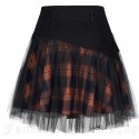 Minigonna con tessuto scozzese e  tulle