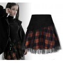 Minigonna con tessuto scozzese e  tulle