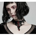 Collarino in pizzo e pietre  rosse