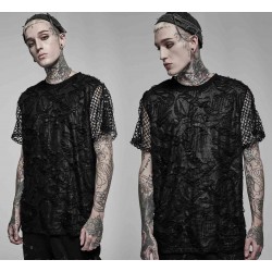 Maglia con tessuto bucherellato e inserti su maniche