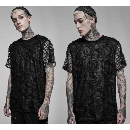 Maglia con tessuto bucherellato e inserti su maniche
