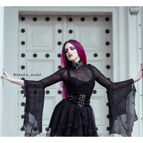 Maglia a rete ragnatela con maniche pipistrello