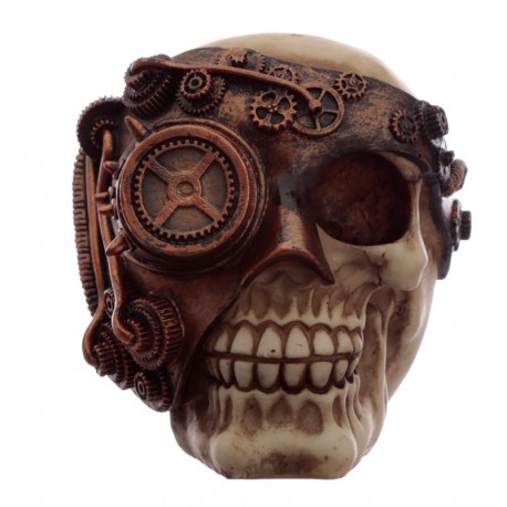 Teschio steampunk in resina