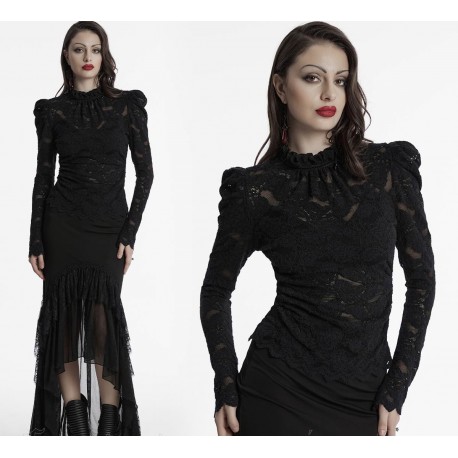 Maglia in pizzo con collo alto