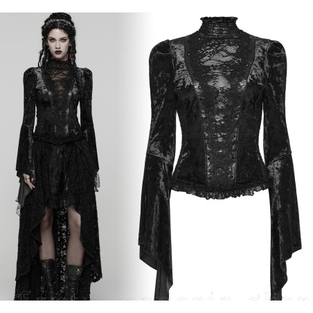 Maglia in velluto e pizzo