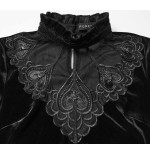 Maglia in velluto con pizzo e trasparenza su scollatura