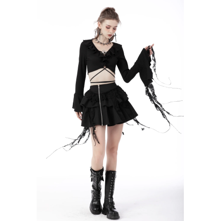 Minigonna con balze e  zip laterale