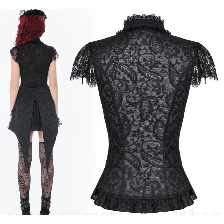 Maglia in pizzo con colletto decorato