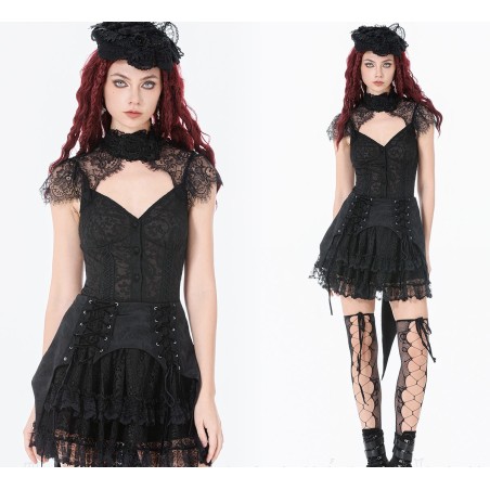 Maglia in pizzo con colletto decorato