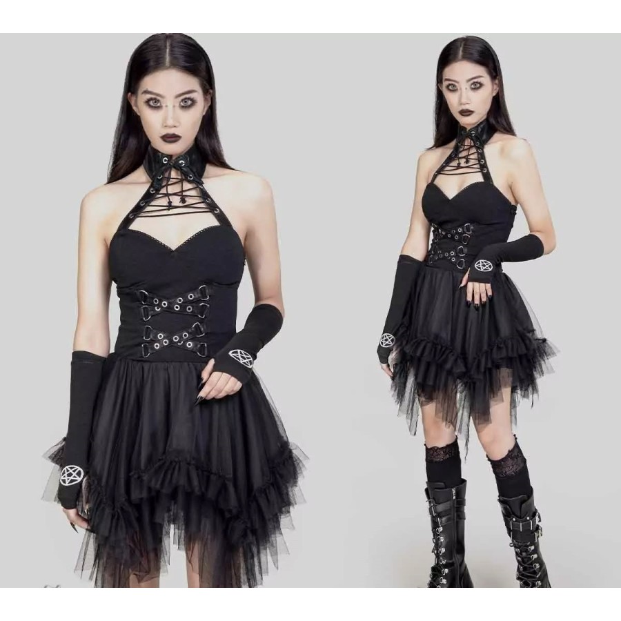 Abito con balze in tulle