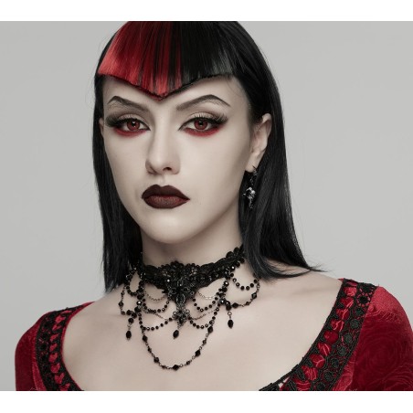 Collarino in pizzo con catene e perline