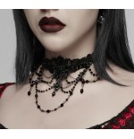Collarino in pizzo con catene e perline