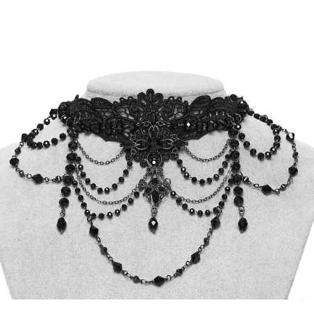 Collarino in pizzo con catene e perline