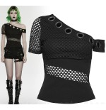 Maglia asimmetrica con retina e anelli