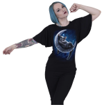 T-Shirt con pizzo e stampa absinthe cat