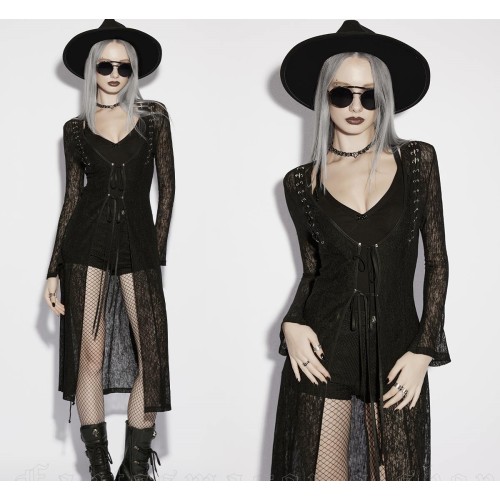 Cardigan trasparente con lacci su spalle