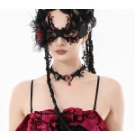 Collarino in pizzo con pietre rosse