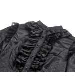 Camicia in raso con jabot e maniche con punte in pizzo